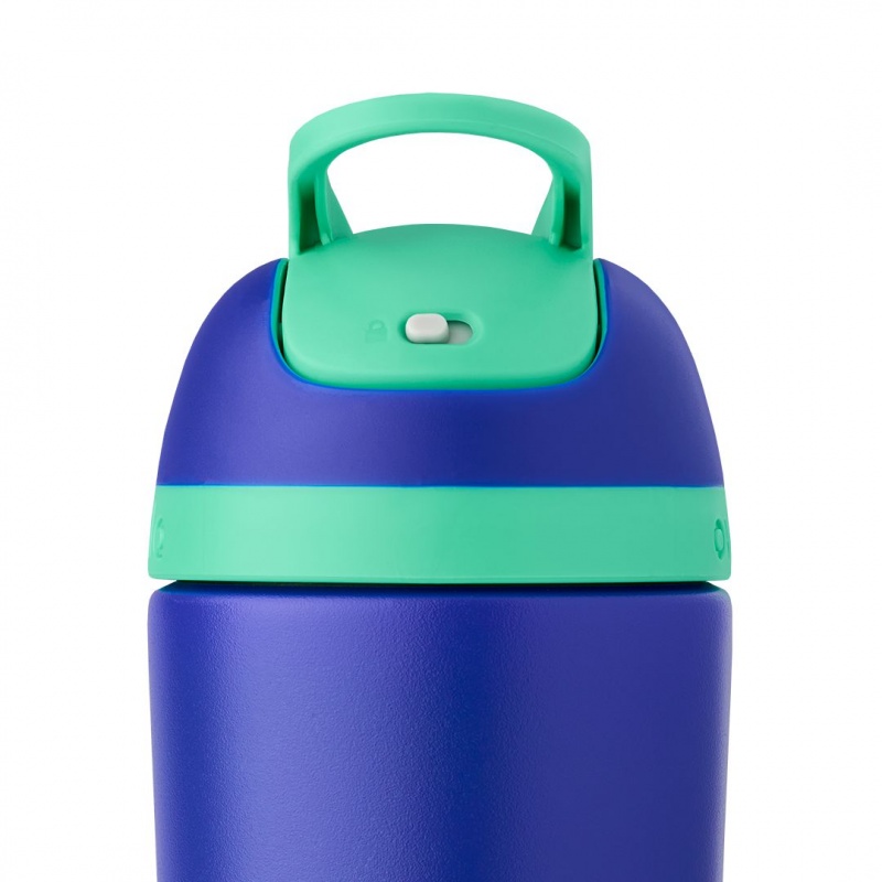 Owala 14oz Kids' Stainless Steel Flip™ Stainless Steel Water Bottle Blue Teal | Canada RUB015683