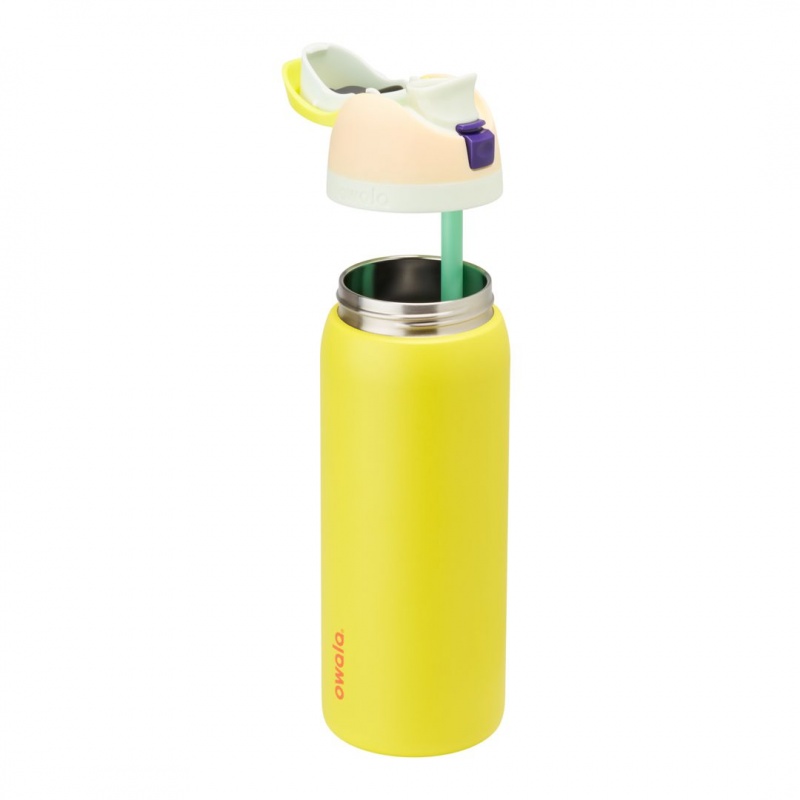 Owala 32oz FreeSip® Stainless Steel Water Bottle Lemon Limeade | Canada JHI428031